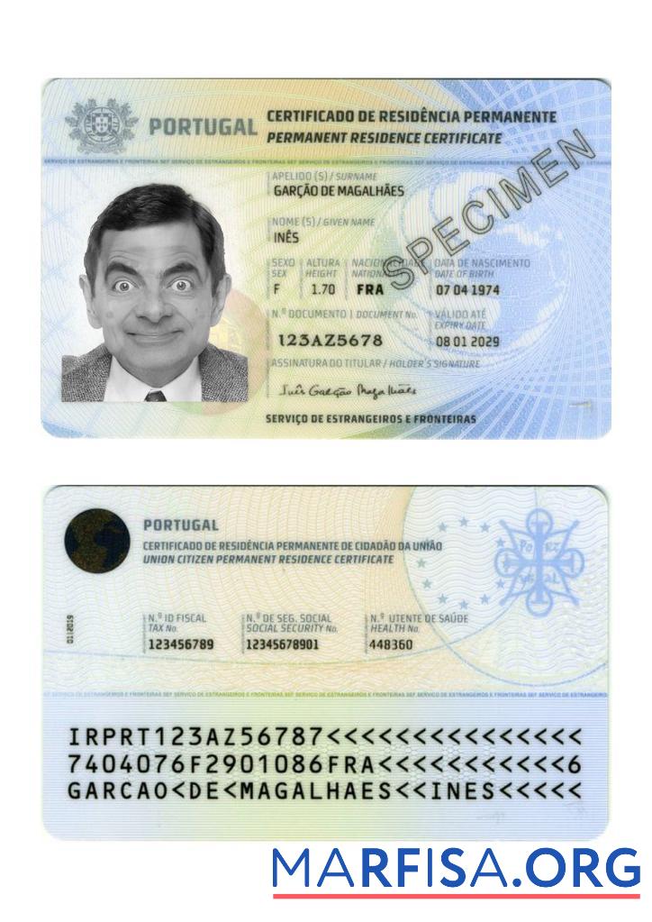 Downloadable Portugal permanent residence certificate download for verification